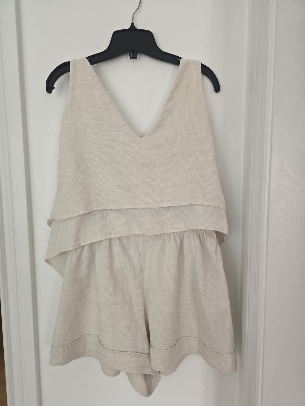 Neutral Cotton-Linen Blend Look Layered Set